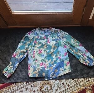 Tommy Bahama Teal and Pink Floral Shirt
